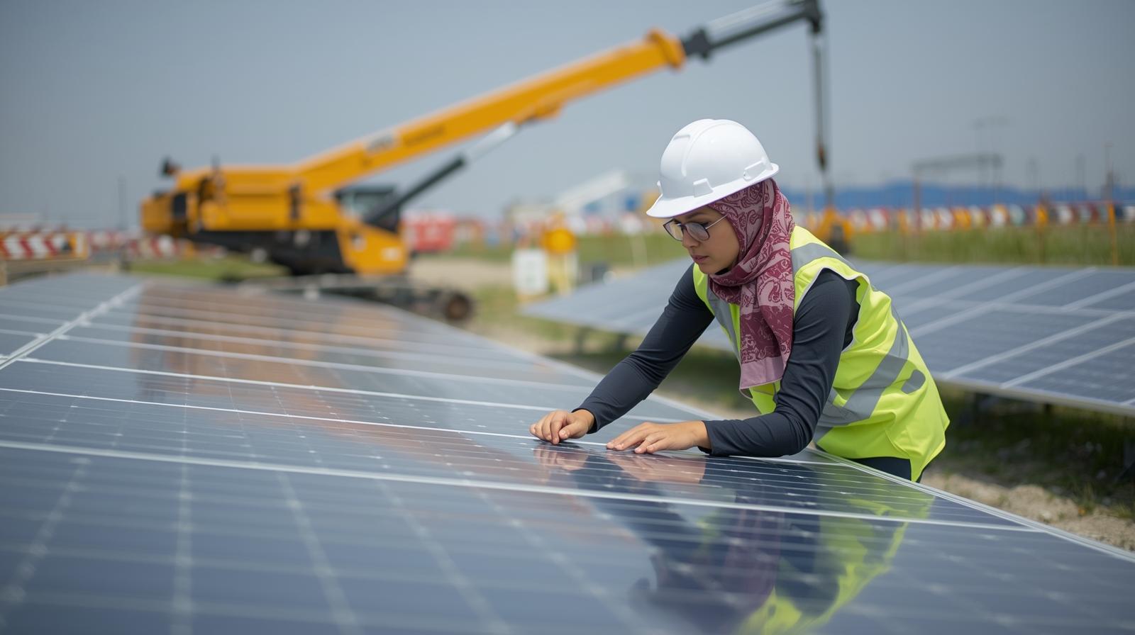 Team working on solar panels